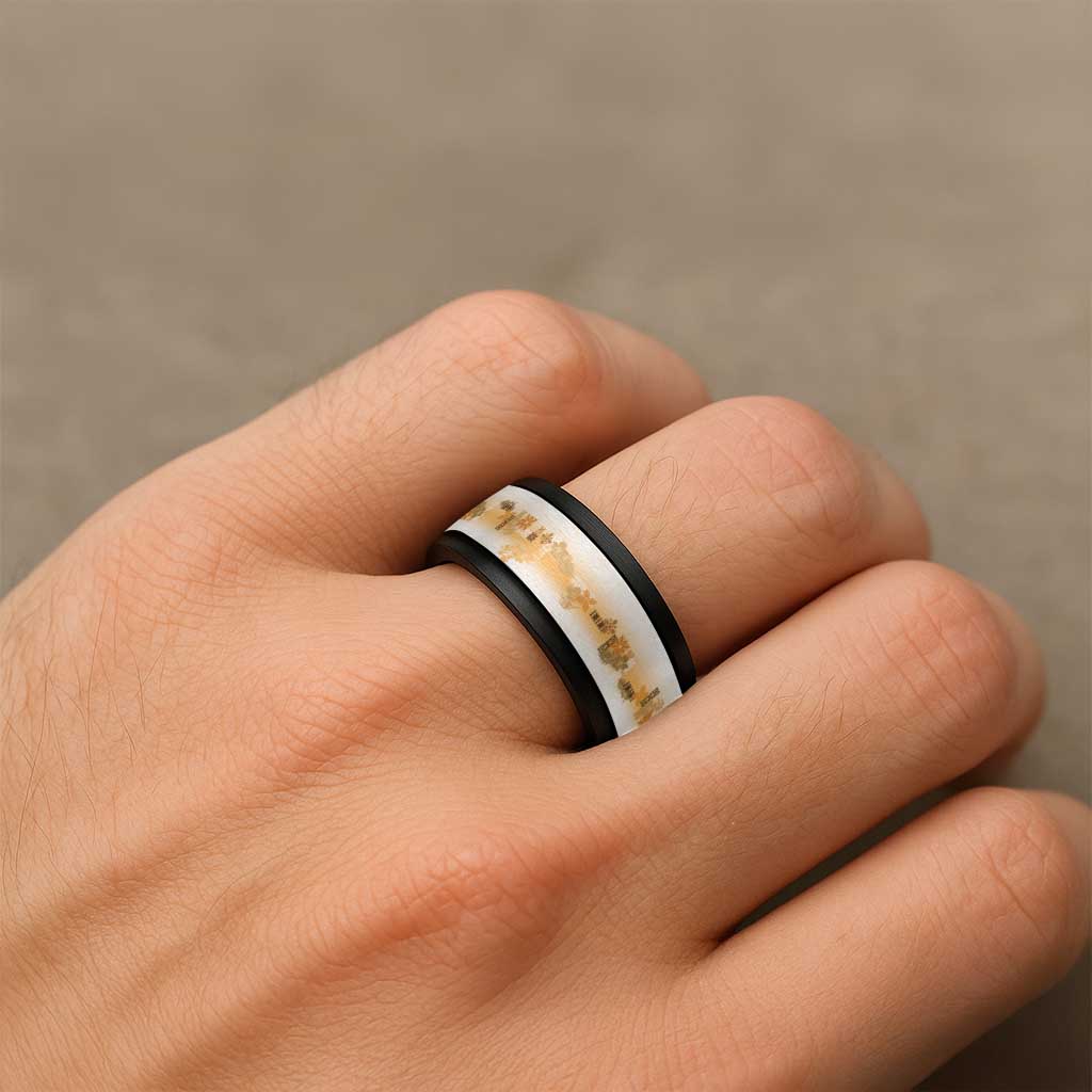 Hawaiian Quilt Spinner Ring Vintage Pattern Brown LT05 - Polynesian Pride