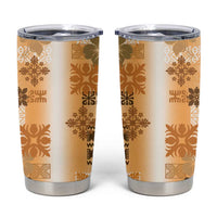 Hawaiian Quilt Tumbler Cup Vintage Pattern Brown LT05 Brown - Polynesian Pride