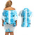 Hawaiian Quilt Couples Matching Off Shoulder Short Dress and Hawaiian Shirt Vintage Pattern Blue LT05 - Polynesian Pride