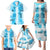 Hawaiian Quilt Family Matching Puletasi Dress and Hawaiian Shirt Vintage Pattern Blue LT05 - Polynesian Pride