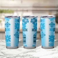 Hawaiian Quilt Tumbler Cup Vintage Pattern Blue LT05 - Polynesian Pride