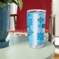 Hawaiian Quilt Tumbler Cup Vintage Pattern Blue LT05 - Polynesian Pride