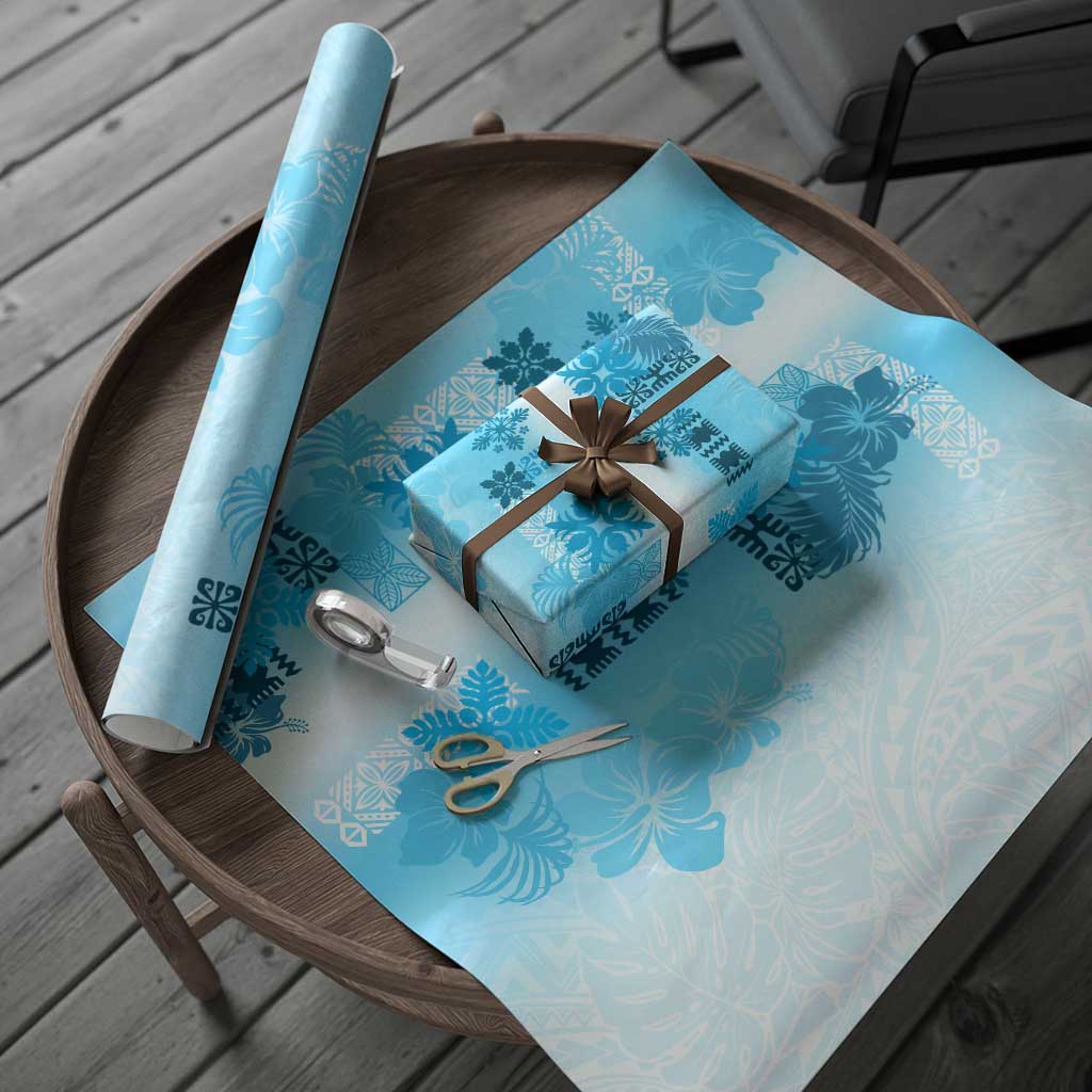 Hawaiian Quilt Wrapping Paper Vintage Pattern Blue LT05 - Polynesian Pride