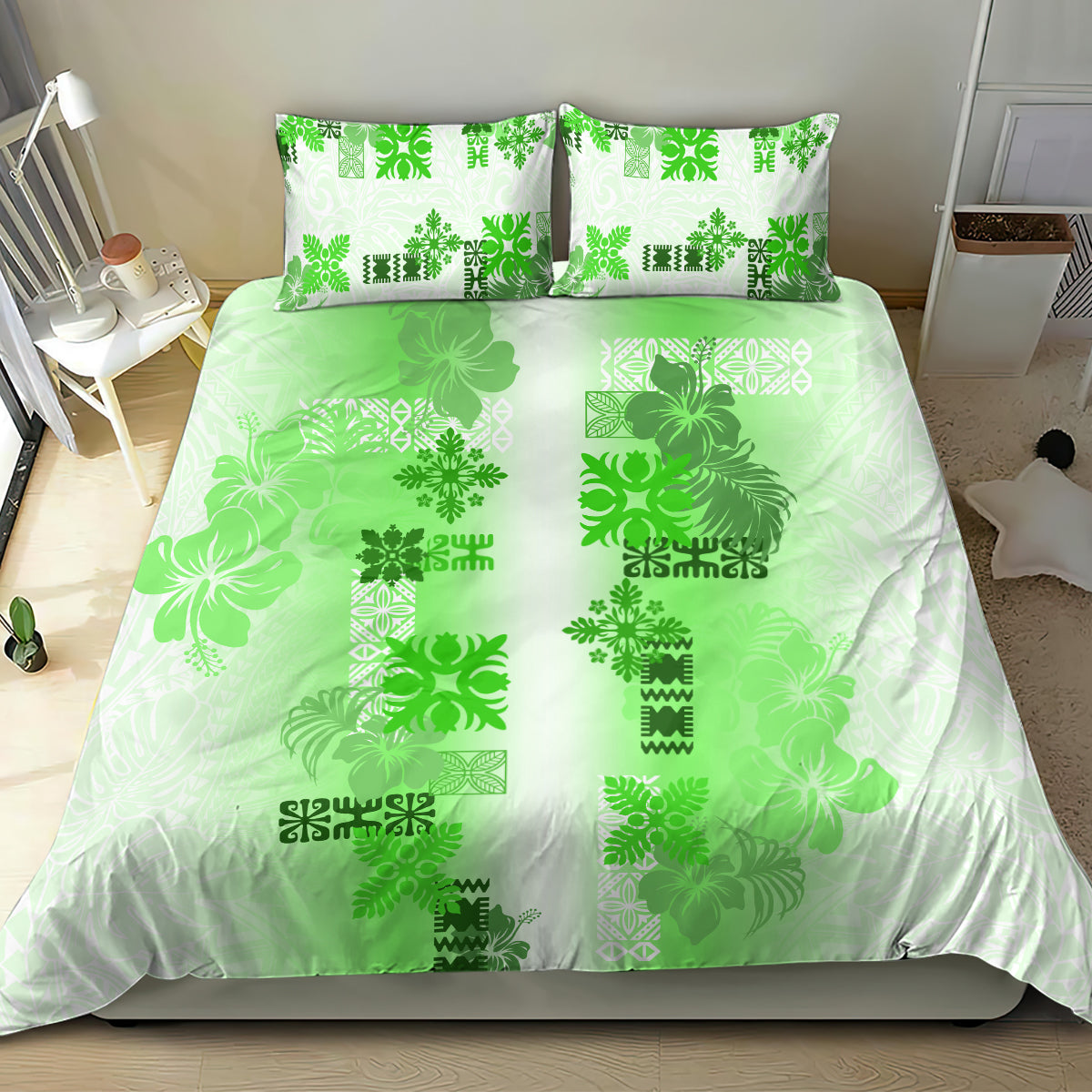 Hawaiian Quilt Bedding Set Vintage Pattern Green LT05 - Polynesian Pride