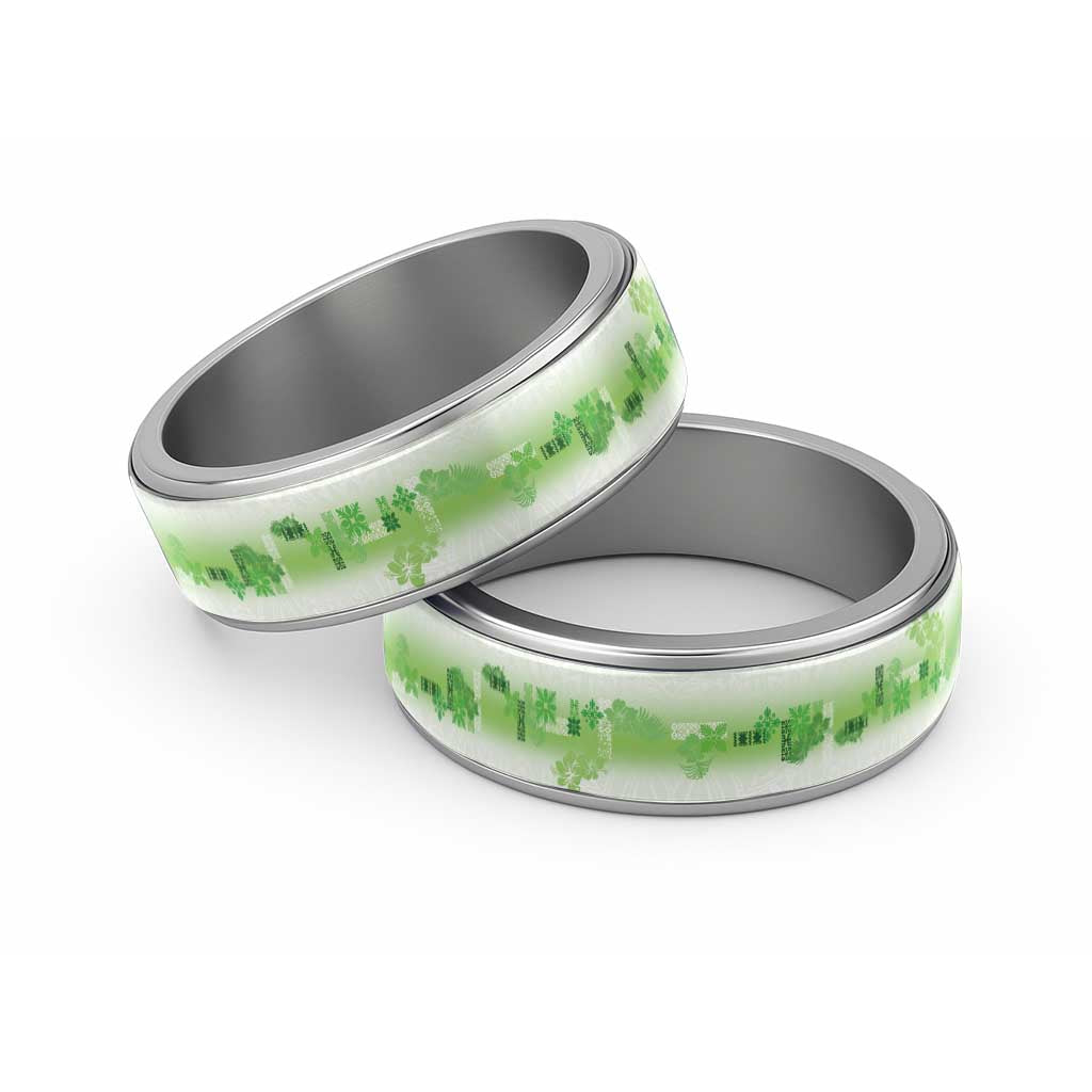 Hawaiian Quilt Classic Ring Vintage Pattern Green LT05 Sliver Green - Polynesian Pride