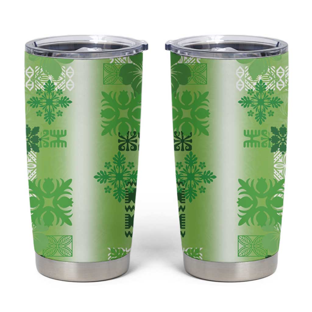 Hawaiian Quilt Tumbler Cup Vintage Pattern Green LT05 Green - Polynesian Pride