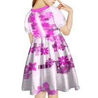 Hawaiian Quilt Kid Short Sleeve Dress Vintage Pattern Pink LT05 - Polynesian Pride