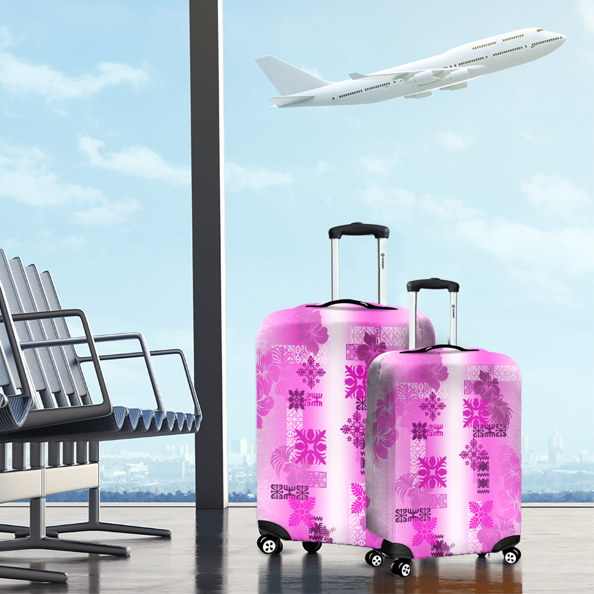 Hawaiian Quilt Luggage Cover Vintage Pattern Pink LT05 - Polynesian Pride
