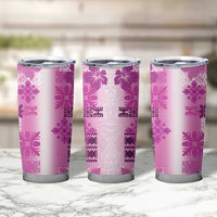 Hawaiian Quilt Tumbler Cup Vintage Pattern Pink LT05 - Polynesian Pride