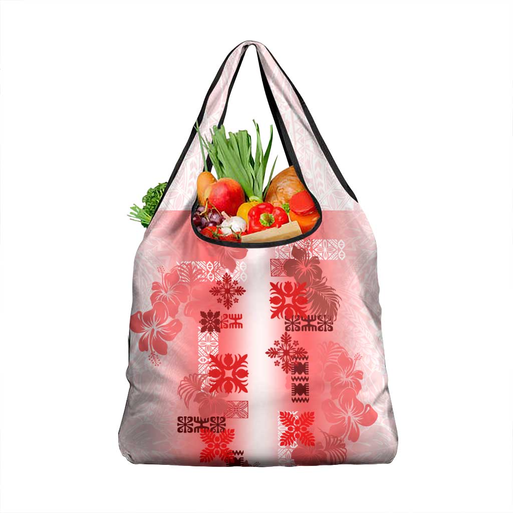 Hawaiian Quilt Grocery Bag Vintage Pattern Red LT05 1-pack One Size Red - Polynesian Pride