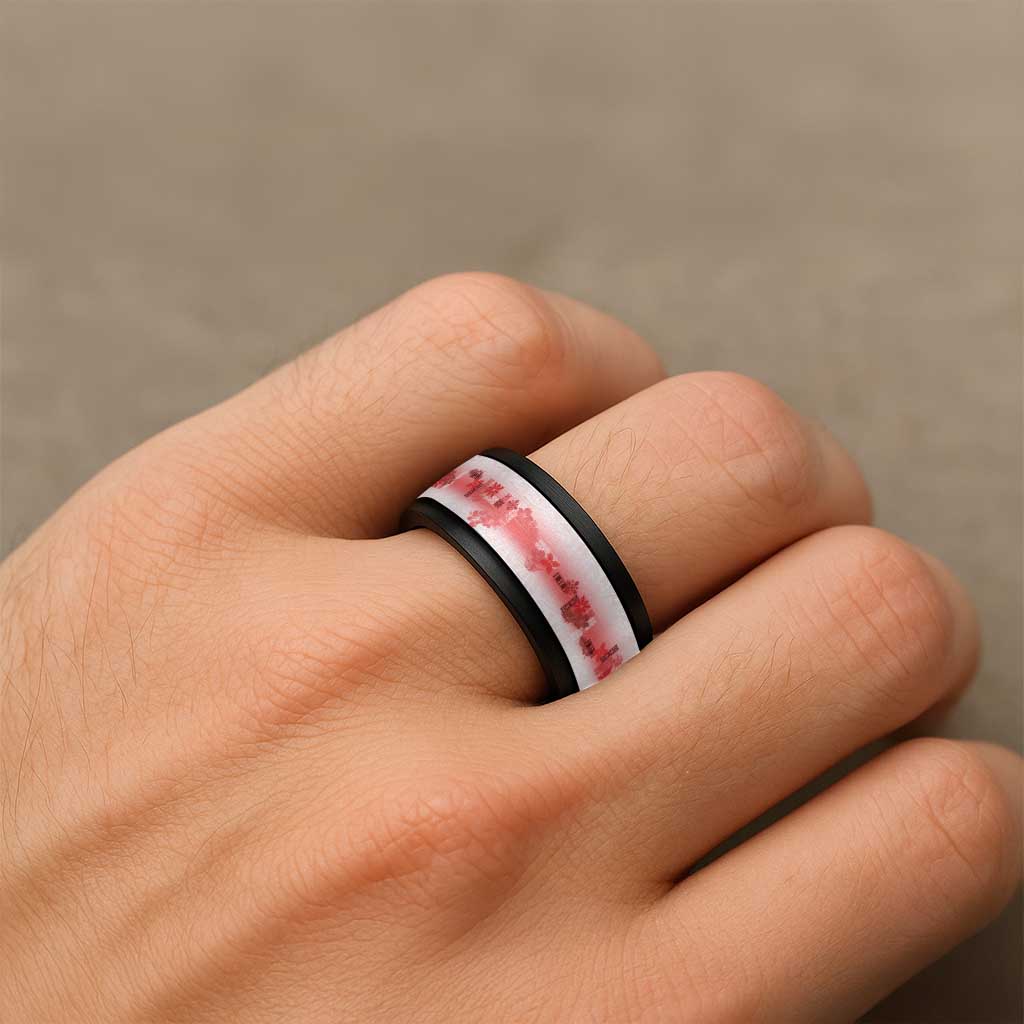 Hawaiian Quilt Spinner Ring Vintage Pattern Red LT05 - Polynesian Pride