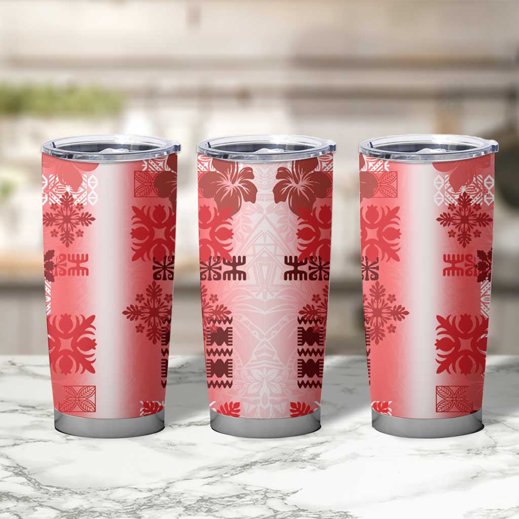 Hawaiian Quilt Tumbler Cup Vintage Pattern Red LT05 - Polynesian Pride