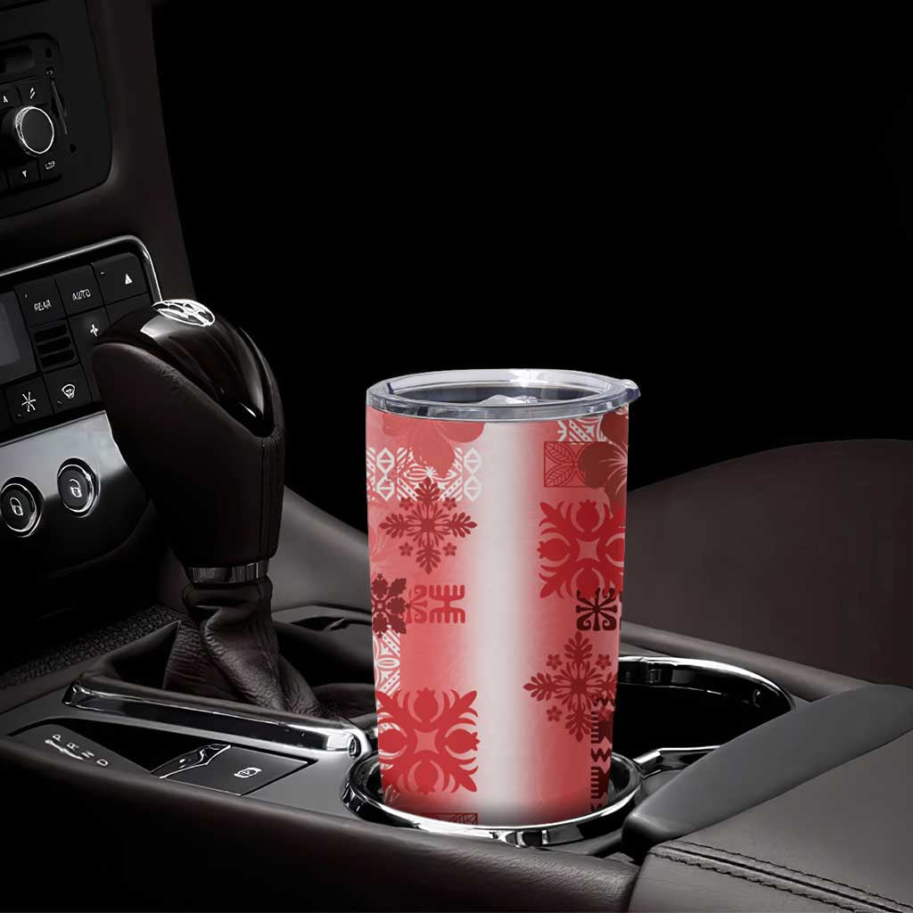 Hawaiian Quilt Tumbler Cup Vintage Pattern Red LT05 - Polynesian Pride