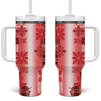 Hawaiian Quilt Tumbler With Handle Vintage Pattern Red LT05 One Size: 40 oz Red - Polynesian Pride
