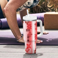Hawaiian Quilt Tumbler With Handle Vintage Pattern Red LT05 - Polynesian Pride