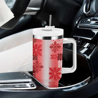 Hawaiian Quilt Tumbler With Handle Vintage Pattern Red LT05 - Polynesian Pride