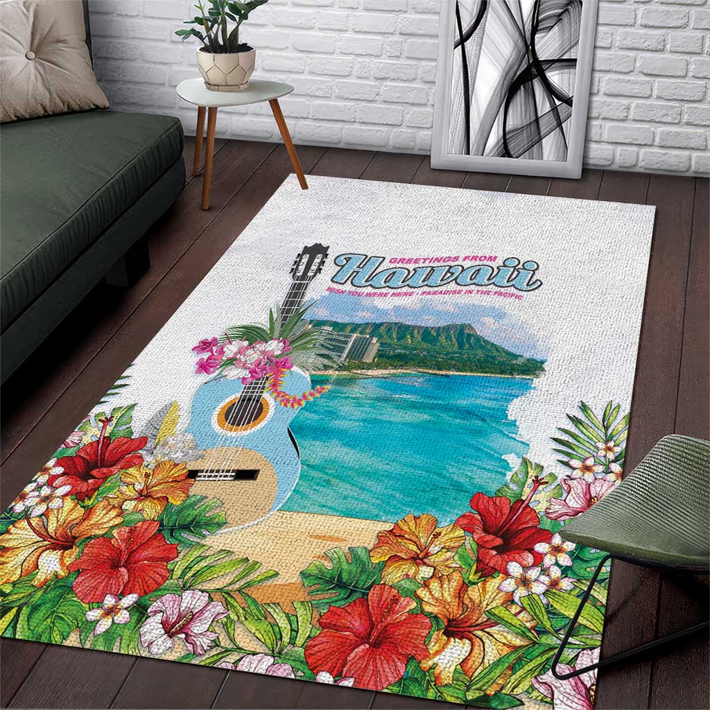 Aloha Hawaii Waikiki Beach Landscape Area Rug LT05 White - Polynesian Pride