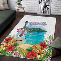 Aloha Hawaii Waikiki Beach Landscape Area Rug LT05 White - Polynesian Pride