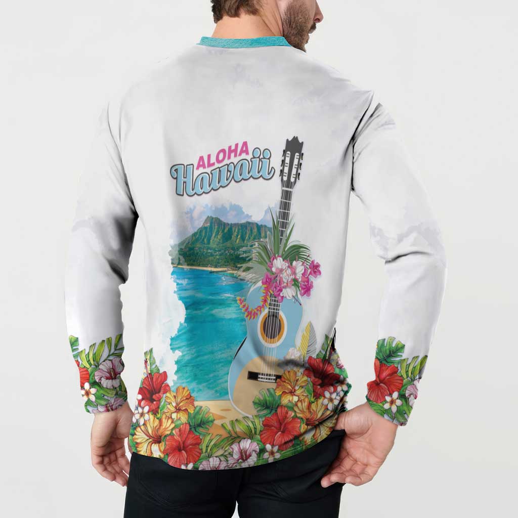 Aloha Hawaii Waikiki Beach Landscape Button Sweatshirt LT05 - Polynesian Pride