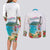 Aloha Hawaii Waikiki Beach Landscape Couples Matching Long Sleeve Bodycon Dress and Long Sleeve Button Shirt