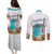 Aloha Hawaii Waikiki Beach Landscape Couples Matching Puletasi and Long Sleeve Button Shirt