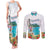 Aloha Hawaii Waikiki Beach Landscape Couples Matching Tank Maxi Dress and Long Sleeve Button Shirt