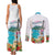 Aloha Hawaii Waikiki Beach Landscape Couples Matching Tank Maxi Dress and Long Sleeve Button Shirt