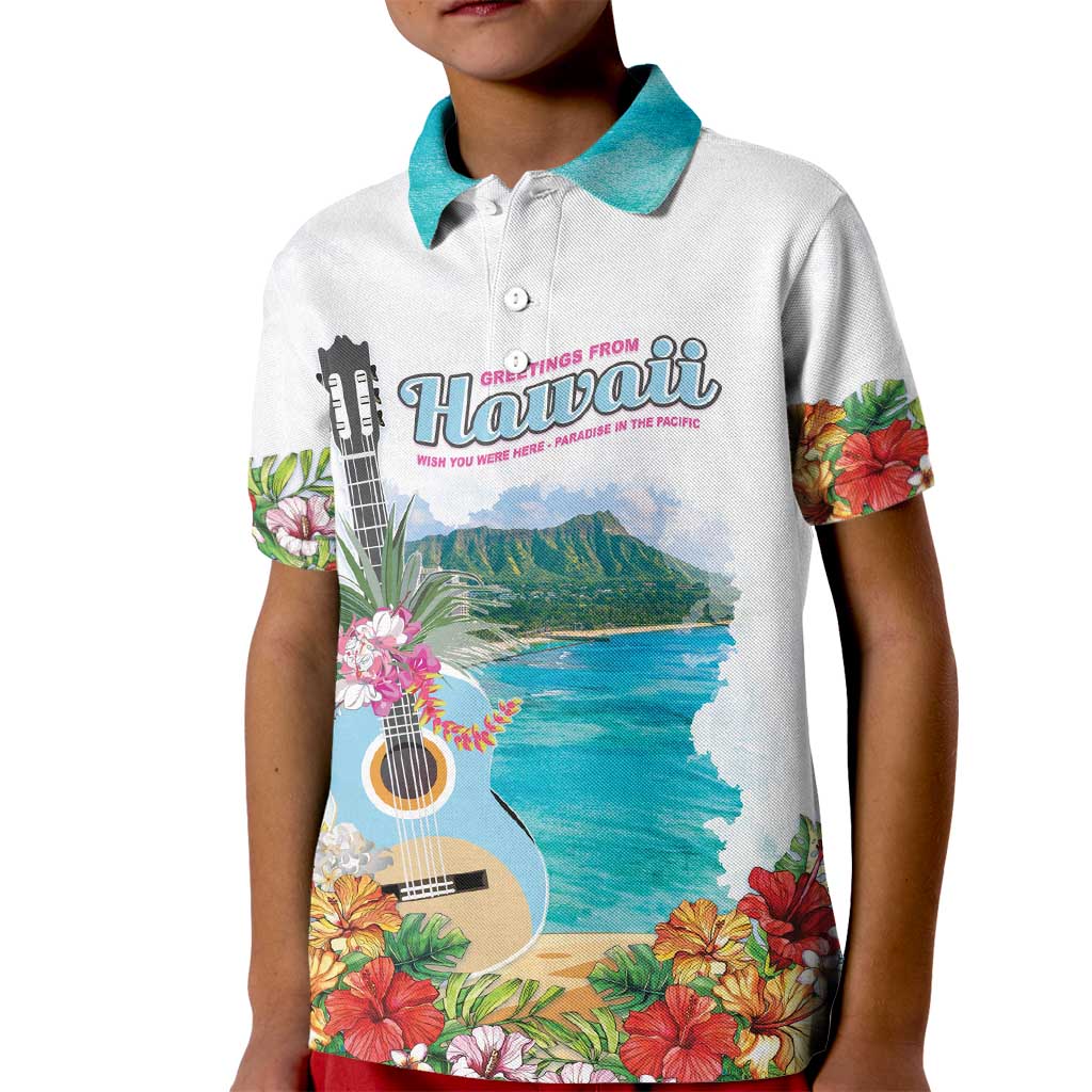 Aloha Hawaii Waikiki Beach Landscape Kid Polo Shirt LT05 Kid White - Polynesian Pride