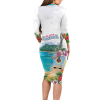 Aloha Hawaii Waikiki Beach Landscape Long Sleeve Bodycon Dress LT05 - Polynesian Pride