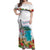 Aloha Hawaii Waikiki Beach Landscape Off Shoulder Maxi Dress