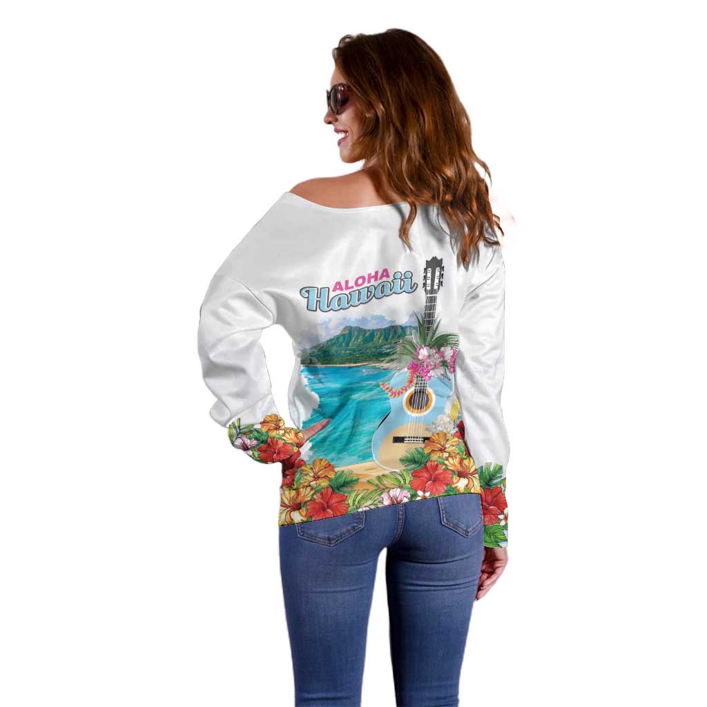 Aloha Hawaii Waikiki Beach Landscape Off Shoulder Sweater LT05 - Polynesian Pride