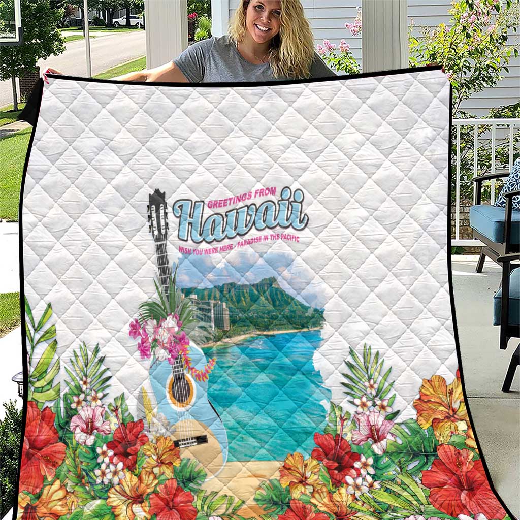 Aloha Hawaii Waikiki Beach Landscape Quilt LT05 White - Polynesian Pride