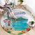 Aloha Hawaii Waikiki Beach Landscape Round Carpet