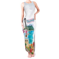 Aloha Hawaii Waikiki Beach Landscape Tank Maxi Dress LT05 Women White - Polynesian Pride