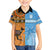 Custom Fiji Tapa And Australia Aboriginal Together Family Matching Short Sleeve Bodycon Dress and Hawaiian Shirt LT05 Son's Shirt Blue - Polynesian Pride