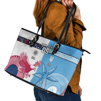 Custom Fiji And USA Palm Tree With Eagle Leather Tote Bag LT05 - Polynesian Pride