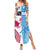 Custom Fiji And USA Palm Tree With Eagle Summer Maxi Dress LT05 Women Blue - Polynesian Pride