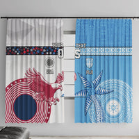 Custom Fiji And USA Palm Tree With Eagle Window Curtain LT05 With Hooks Blue - Polynesian Pride