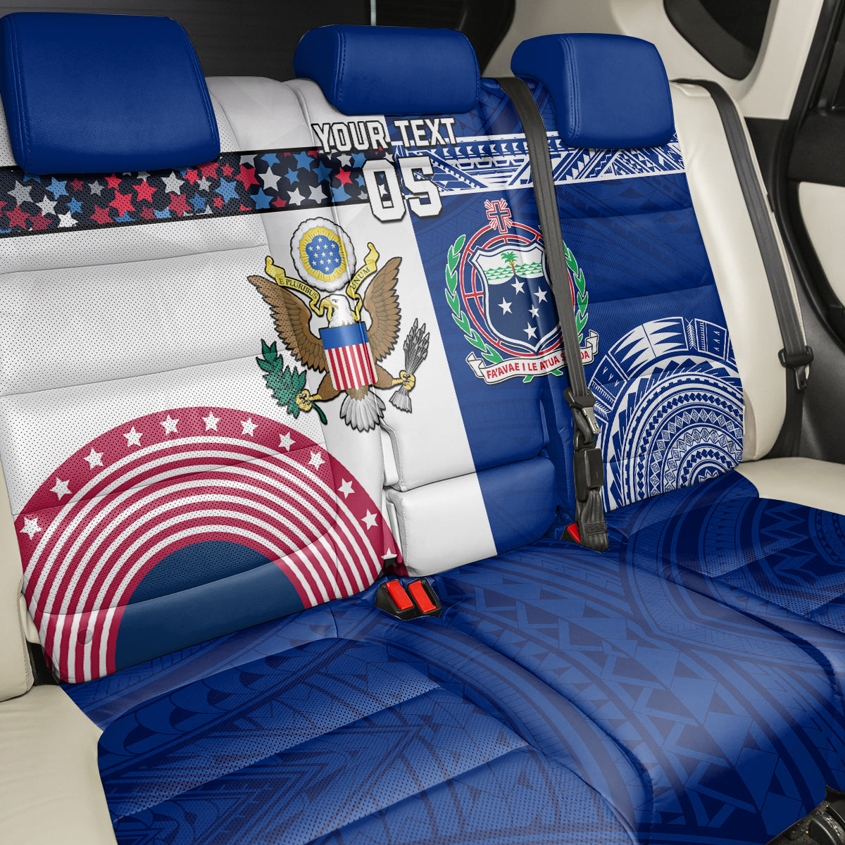 Custom Samoa And USA Together Back Car Seat Cover LT05 - Polynesian Pride