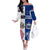 Custom Samoa And USA Together Off The Shoulder Long Sleeve Dress LT05 Women Blue - Polynesian Pride