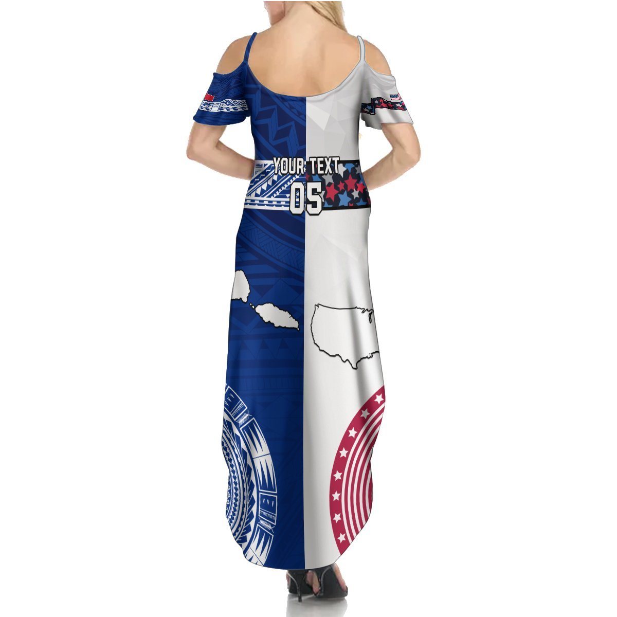 Custom Samoa And USA Together Summer Maxi Dress LT05 - Polynesian Pride