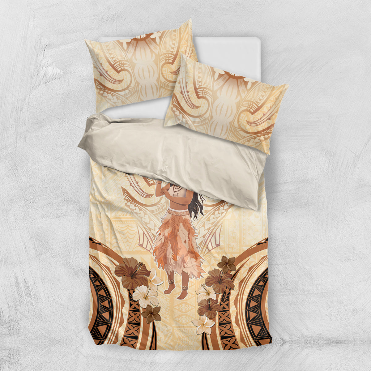 Tonga Women's Day Bedding Set With Polynesian Pattern LT05 US Twin 172cm x 218cm Beige - Polynesian Pride