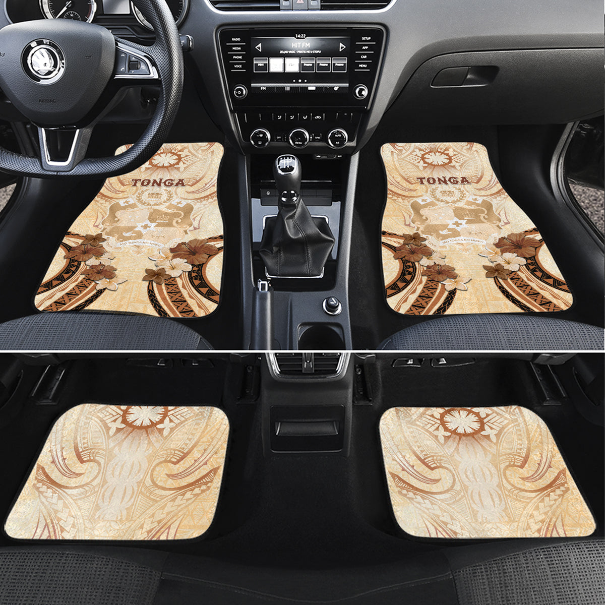 Tonga Women's Day Car Mats With Polynesian Pattern LT05 Set 4pcs Beige - Polynesian Pride