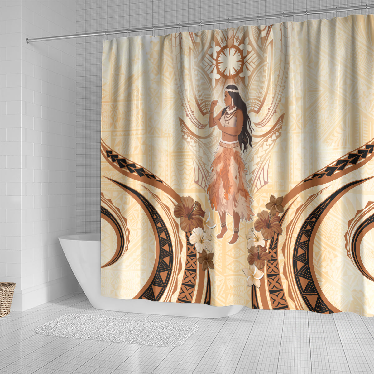 Tonga Women's Day Shower Curtain With Polynesian Pattern LT05 - Polynesian Pride