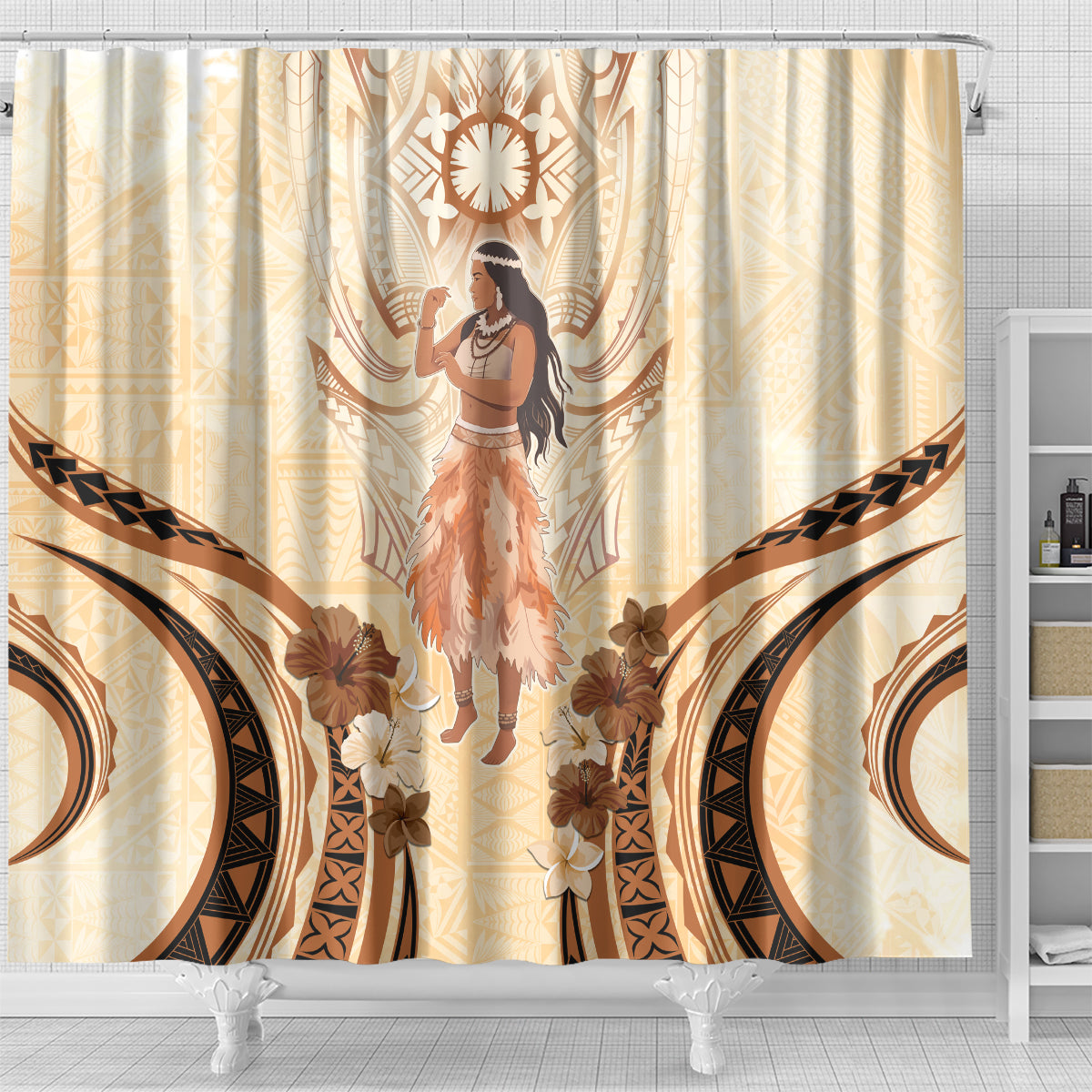 Tonga Women's Day Shower Curtain With Polynesian Pattern LT05 - Polynesian Pride