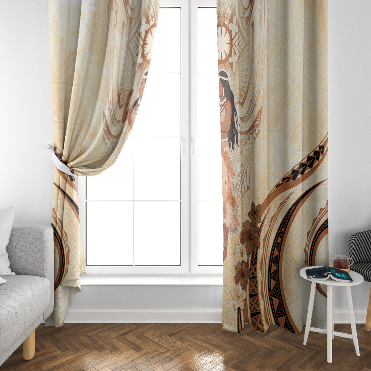 Tonga Women's Day Window Curtain With Polynesian Pattern LT05 - Polynesian Pride