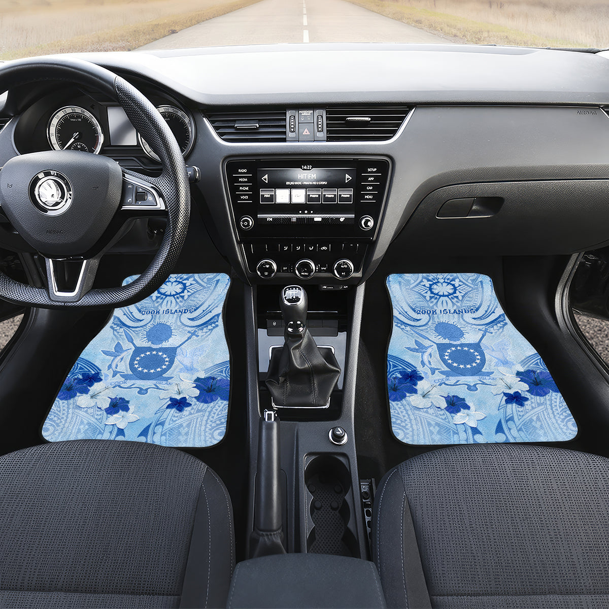 Cook Islands Women's Day Car Mats With Polynesian Pattern LT05 Set 2pcs - Front Blue - Polynesian Pride