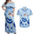 Cook Islands Women's Day Couples Matching Off Shoulder Maxi Dress and Hawaiian Shirt With Polynesian Pattern LT05 Blue - Polynesian Pride