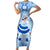 Cook Islands Women's Day Family Matching Short Sleeve Bodycon Dress and Hawaiian Shirt With Polynesian Pattern LT05 Mom's Dress Blue - Polynesian Pride