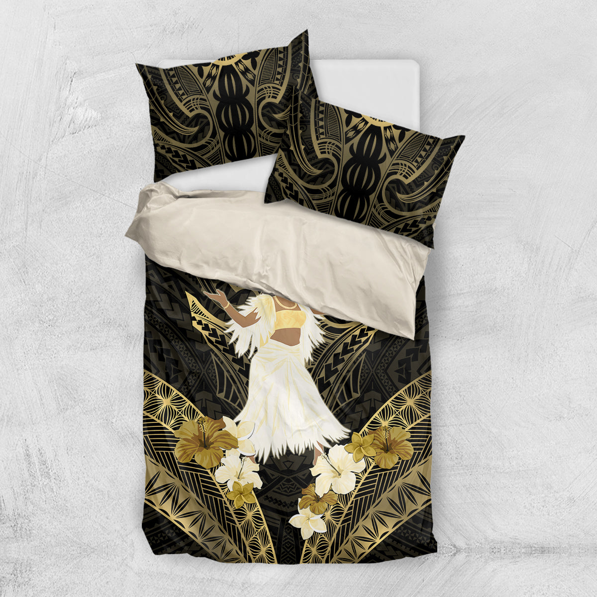 Niue Women's Day Bedding Set With Polynesian Pattern LT05 US Twin 172cm x 218cm Gold - Polynesian Pride